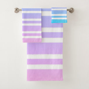 Pastel Roze Paarse Blauwe Verfkwast Bad Handdoek