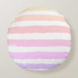 Pastel Roze Paarse Gele Waterverf Strepen Rond Kussen
