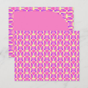 Pastel Roze Paarse Geometrische Pixel Blok patroon Bedankkaart
