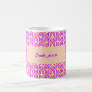 Pastel Roze Paarse Geometrische Pixel Blok patroon Koffiemok