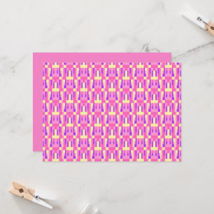 Pastel Roze Paarse Geometrische Pixel Blokpatroon Kaart