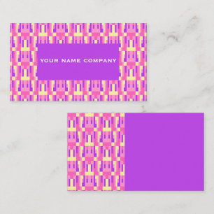 Pastel Roze Paarse Geometrische Pixel Blokpatroon Visitekaartje
