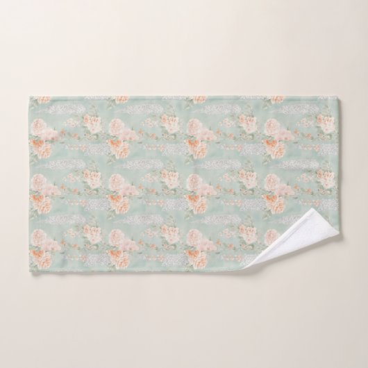 Pastel Roze Paarse Groene Waterverf Bloemen Bad Handdoek (Handdoek)
