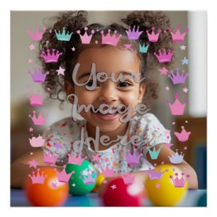 Pastel Roze Paarse Princess Crown Foto Grens Perfect Poster
