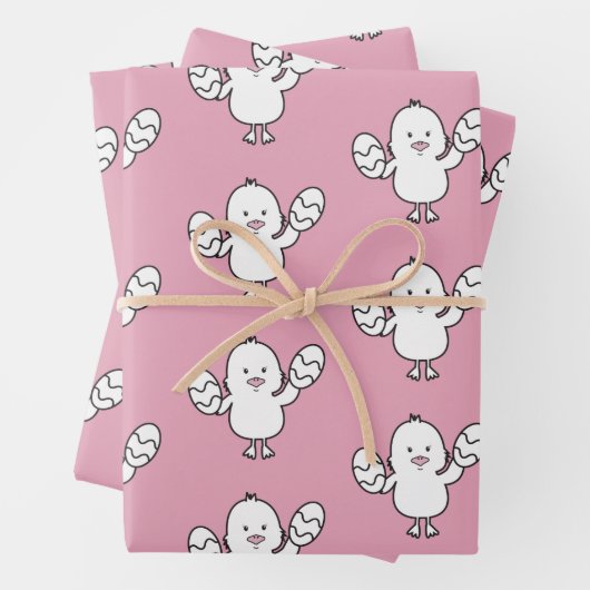 Pastel roze paasgriep en eierspatroon inpakpapier vel (In situ)