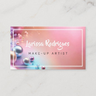 Pastel roze parel glanzende make-up artiest visitekaartje