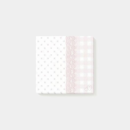 Pastel Roze Patchwork Onderzetter Post-it® Notes (Voorkant)