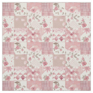 Pastel Roze Patchwork Vintage Cottagecore Dekbed Stof