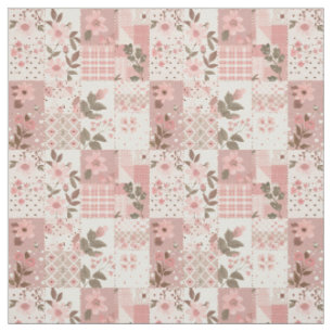 Pastel Roze Patchwork Vintage Cottagecore Dekbed Stof