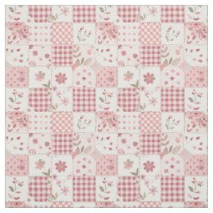 Pastel Roze Patchwork Vintage Cottagecore Dekbed Stof
