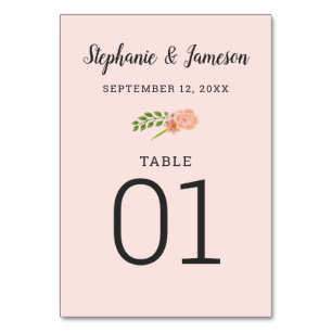 Pastel Roze & Perzik Hibiscus Genummerde tafel Kaa Kaart
