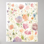 Pastel Roze Perzik Lila Wilde Bloemen Florals Door Poster (Voorkant)