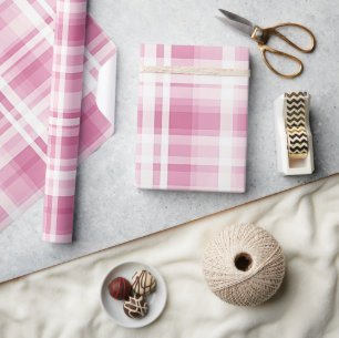  Pastel Roze Plaid Cadeaupapier