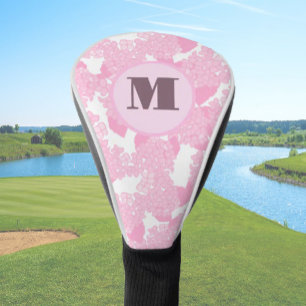 Pastel roze preppy bloemen op maat monogram dames golfheadcover