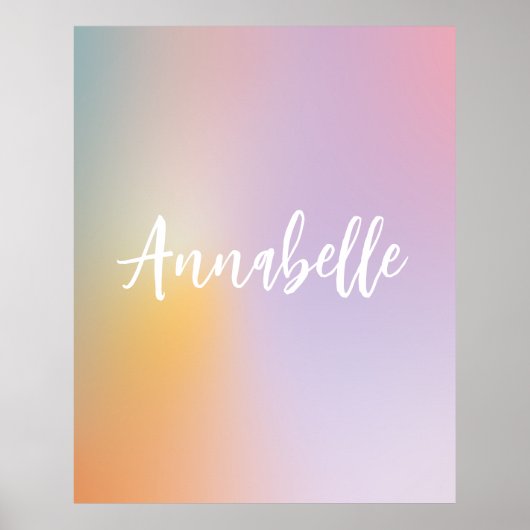 Pastel roze regenboogmicrogram simpel script poster (Voorkant)