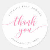 Pastel Roze Relax Script Dank u Ronde Sticker (Voorkant)