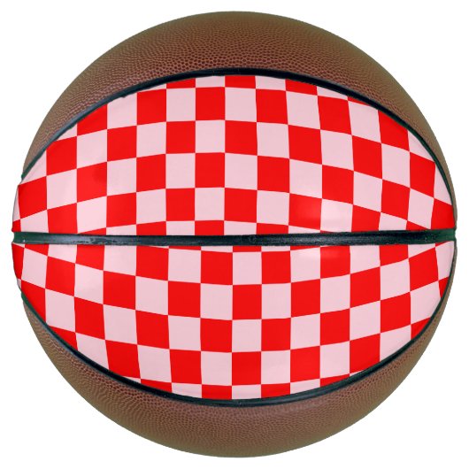 Pastel Roze Rood Geruit Checkerboard Basketbal (Voorkant)