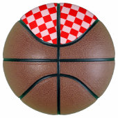 Pastel Roze Rood Geruit Checkerboard Basketbal (Rechts)