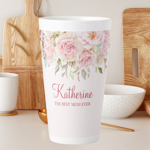 Pastel Roze Roos Bloem Florale De Beste Moeder Ooi Latte Mok