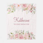 Pastel Roze Roze Bloem Bloem Beste Mam Ooit Fleece Deken (Voorkant)