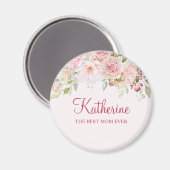 Pastel Roze Roze Bloem Bloem De Beste Mam Ooit Magneet (Voorkant / Achterkant)