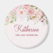 Pastel Roze Roze Bloem Bloem De Beste Mam Ooit Magneet (Voorkant)