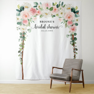 Pastel Roze Roze Bruiloftsshower Foto Achtergrond Wandkleed