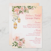 Pastel roze roze roodroos Arabisch lantaarns mehnd Menu (Voorkant / Achterkant)