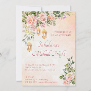 Pastel roze roze rozen met Marokkaanse lantaarns Kaart