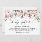 Pastel Roze Rozen Baby shower Invitation Kaart (Voorkant)