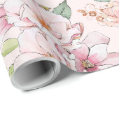 Pastel roze  rozen patroon cadeaupapier (Rol Hoek)
