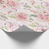 Pastel roze  rozen patroon cadeaupapier (Hoek)