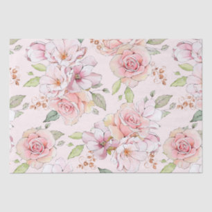 Pastel roze rozen patroon tissuepapier