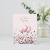 Pastel Roze Rozen Ribbons Baby shower Elegant Soft (Staand voorkant)