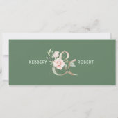 Pastel roze rozen trouwmenu frame kaart (Achterkant)