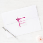 Pastel Roze Satijnen Lint Boog Verjaardagsfeestje Vierkante Sticker (Envelop)