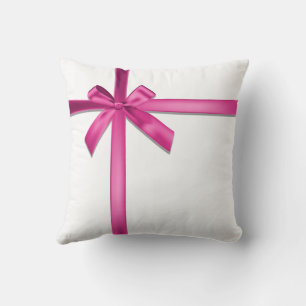 Pastel roze satijnen linten boog  kussen