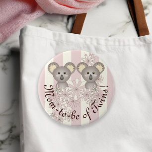 Pastel Roze Schattige Baby Koala Moeder-to-be van  Ronde Button 7,6 Cm