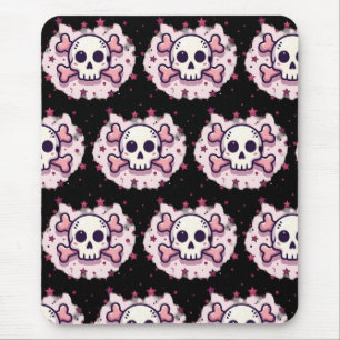Pastel Roze Schedel en Kruisbeenderen Muismat