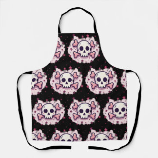 Pastel Roze Schedel en Kruisbeenderen Schort
