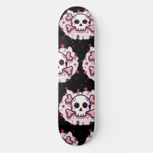 Pastel Roze Schedel en Kruisbeenderen Skateboard