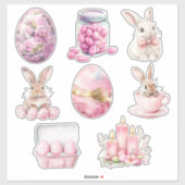 Pastel Roze Set 1 Pasen Sticker (Vel)