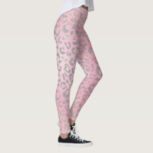 Pastel Roze Silver Leopard Print Leggings