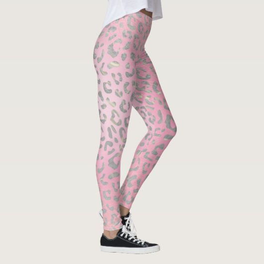 Pastel Roze Silver Leopard Print Leggings (Rechts)
