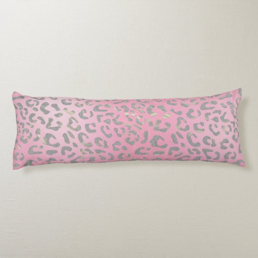 Pastel Roze Silver Leopard Print Lichaamskussen (Achterkant)