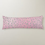 Pastel Roze Silver Leopard Print Lichaamskussen (Voorkant)