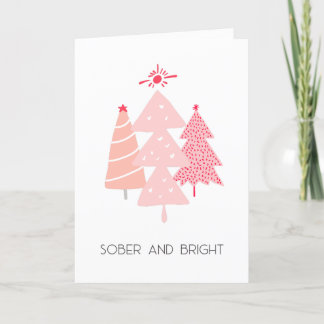 Pastel Roze Sober en Heldere Kerstboom Bedankkaart