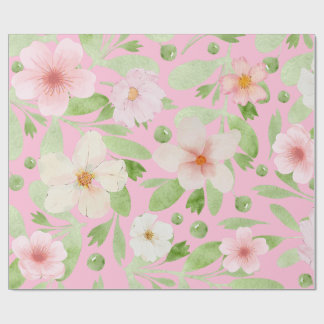 Pastel Roze Spring Bloemen Patroon Cadeaupapier