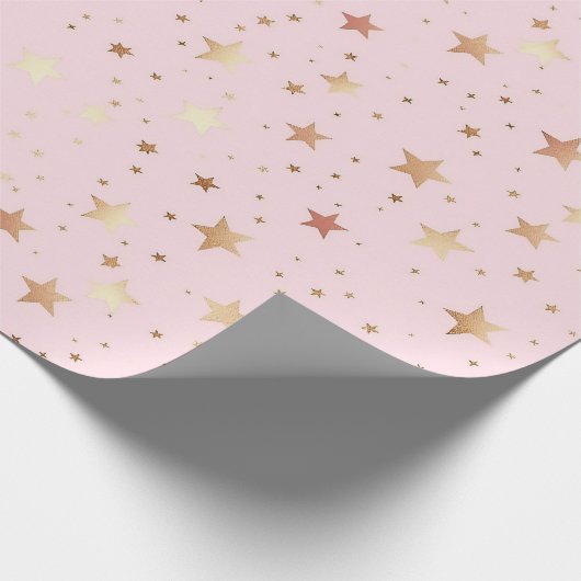 Pastel Roze Sterrenpatroon Cadeaupapier (Hoek)