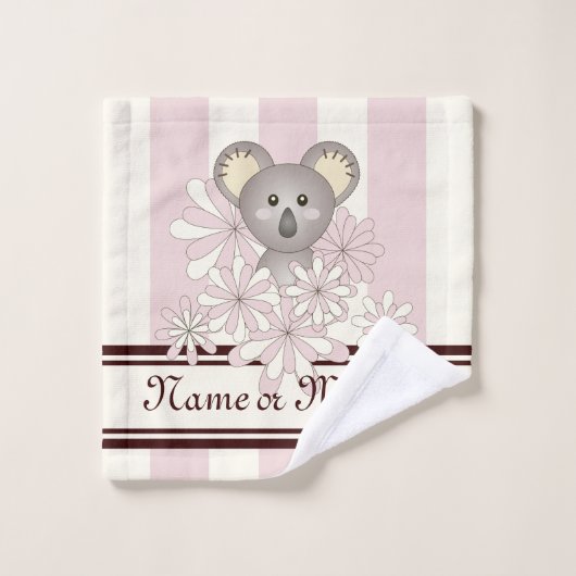 Pastel roze streep Schattige Baby Koala Kinder mei Bad Handdoek (Wasdoekje)